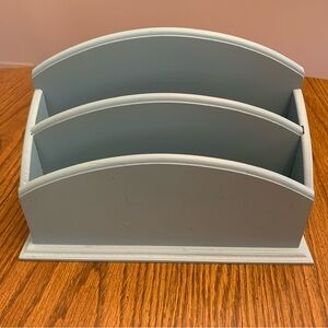 Workspace by Design Styles Light Blue 3-Slot Wooden Desk Organizer